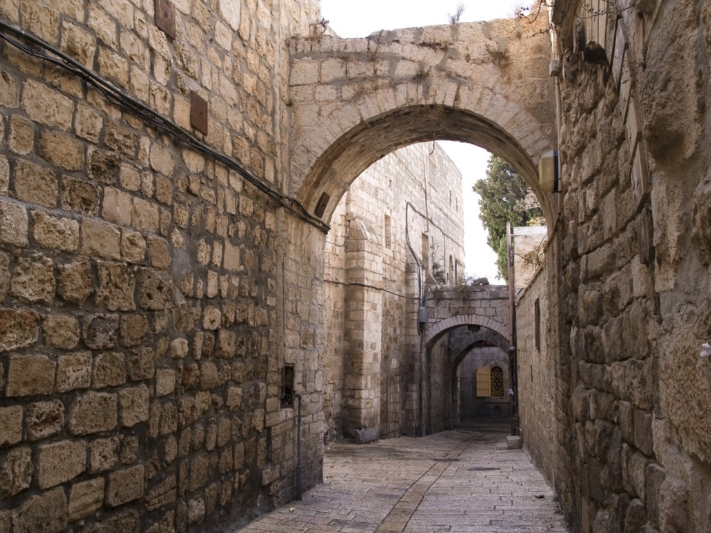 Israel - Jerusalem Old City Alley made with hand curved stones