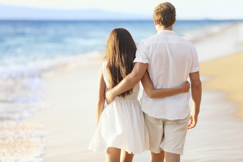 couple walking on beach together
