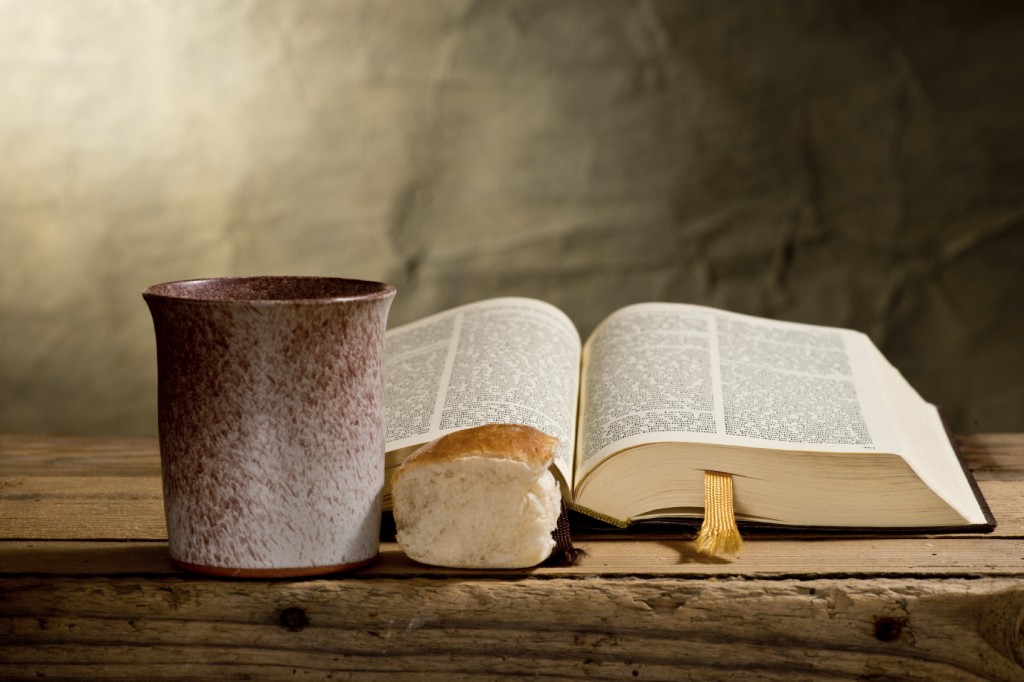 still life with Bible chalice and bread