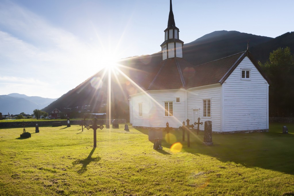 Traditional church in countryside of Norway