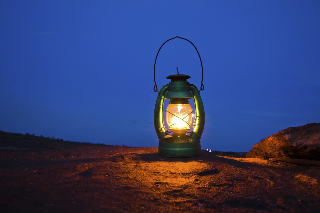 Oil lamp on Mountains at night