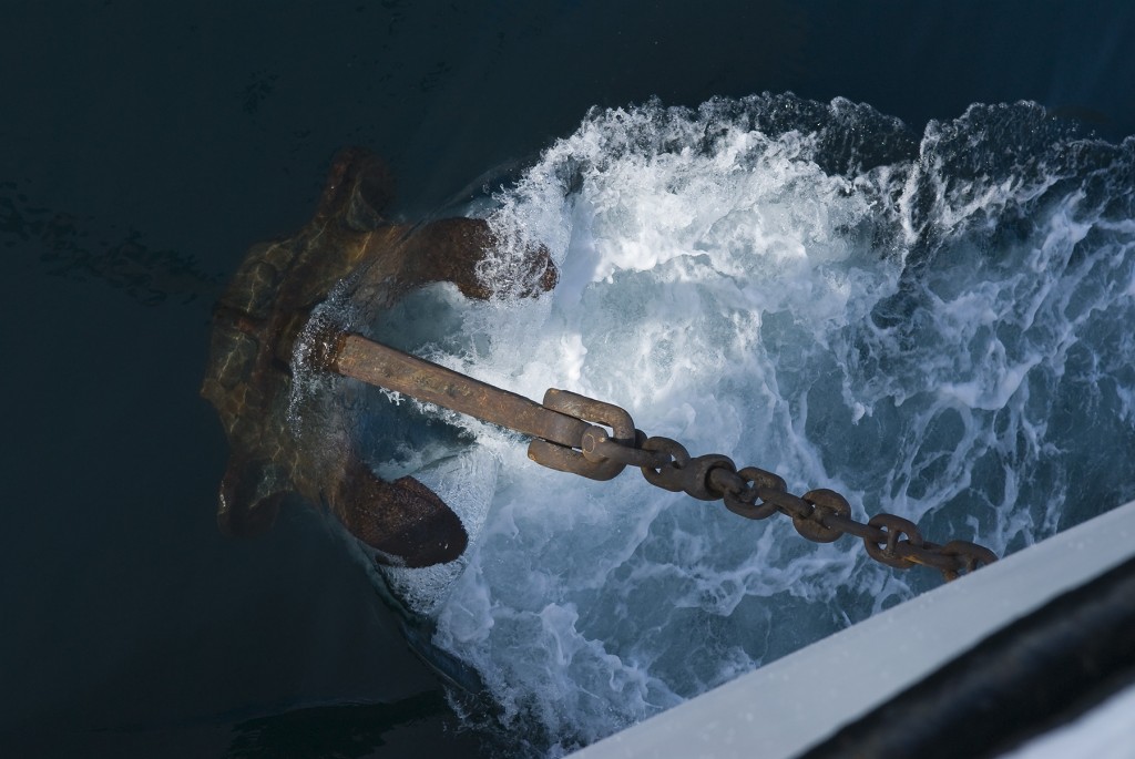 Anchor hitting the water