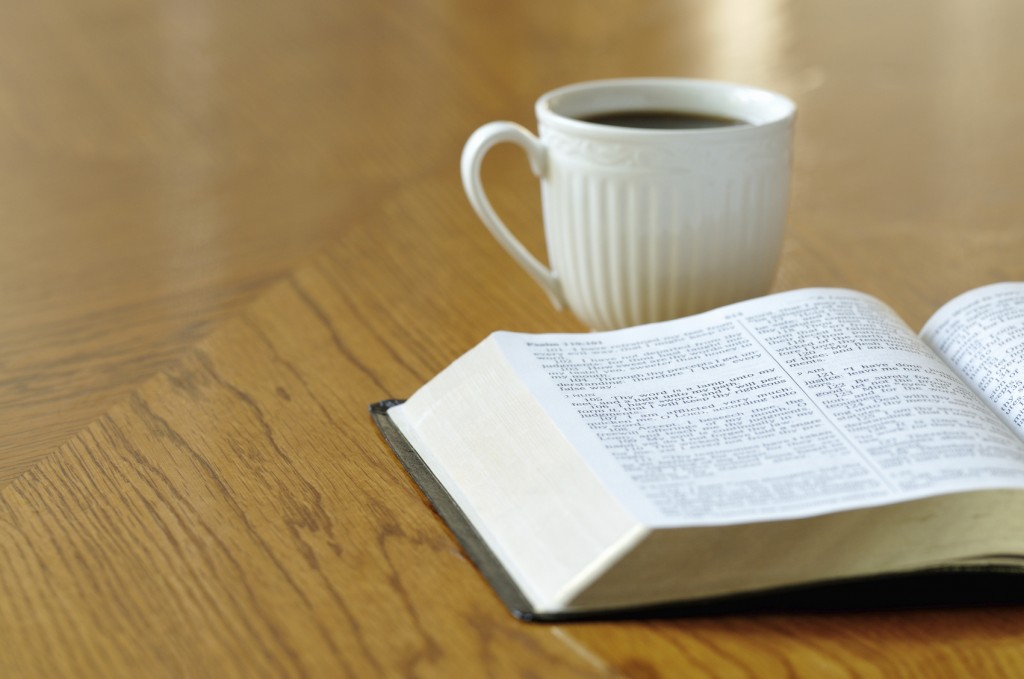 bible study and a cup of coffee.