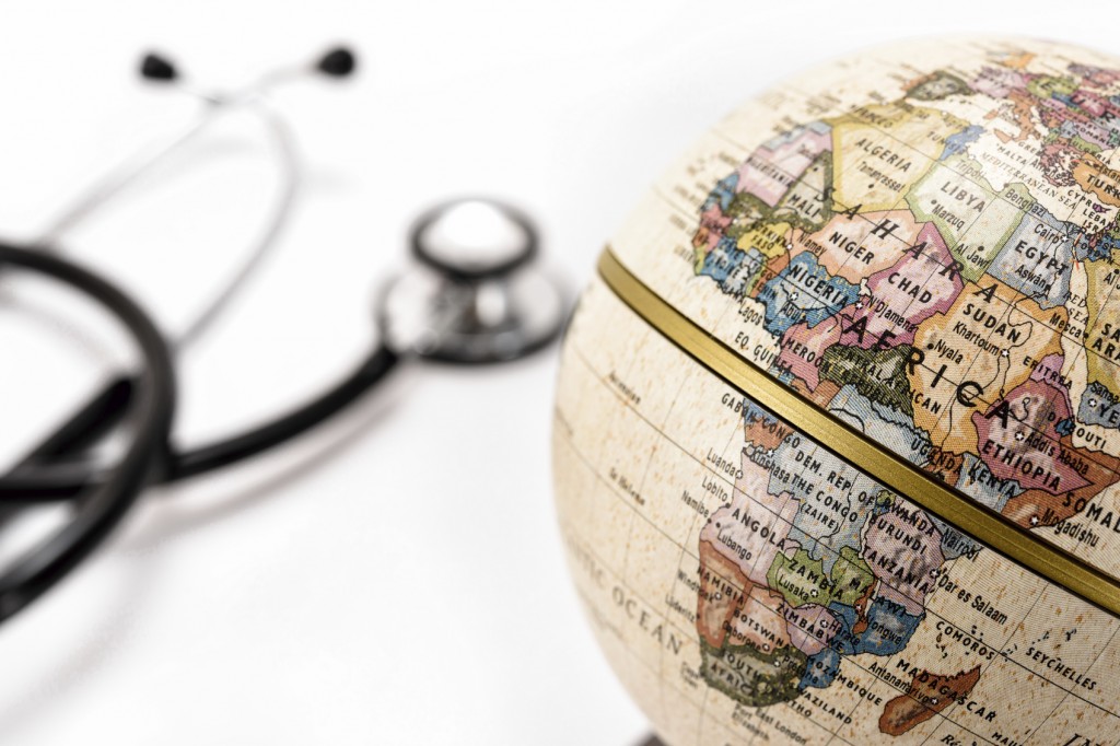 Globe (Africa) and stethoscope