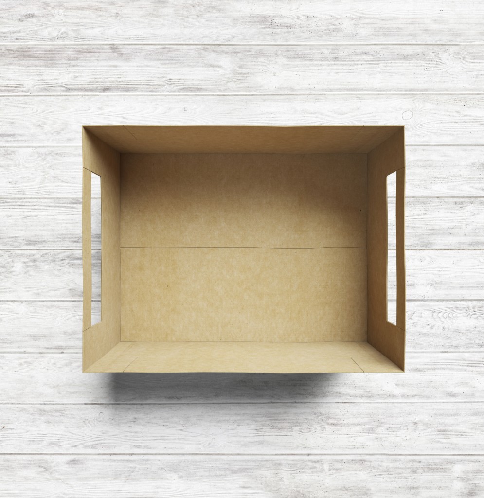 Empty box on the wood background