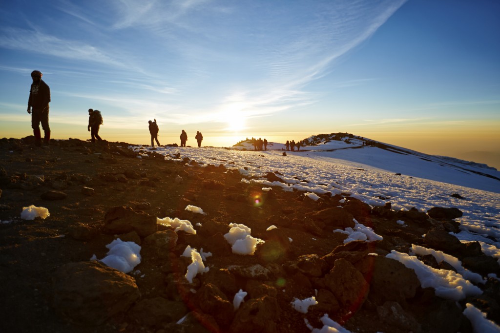 Hiking up Mt Kilimanjaro,