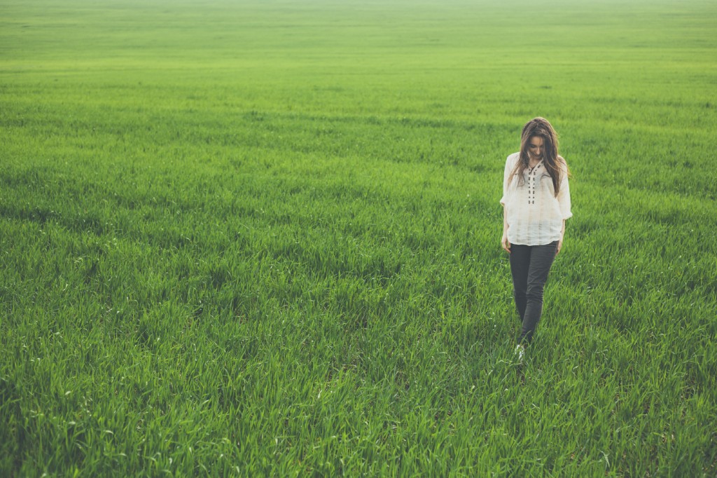 girl in green field