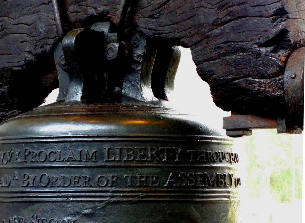A close up of the Liberty Bell in Philadelphia Pennsylvania
