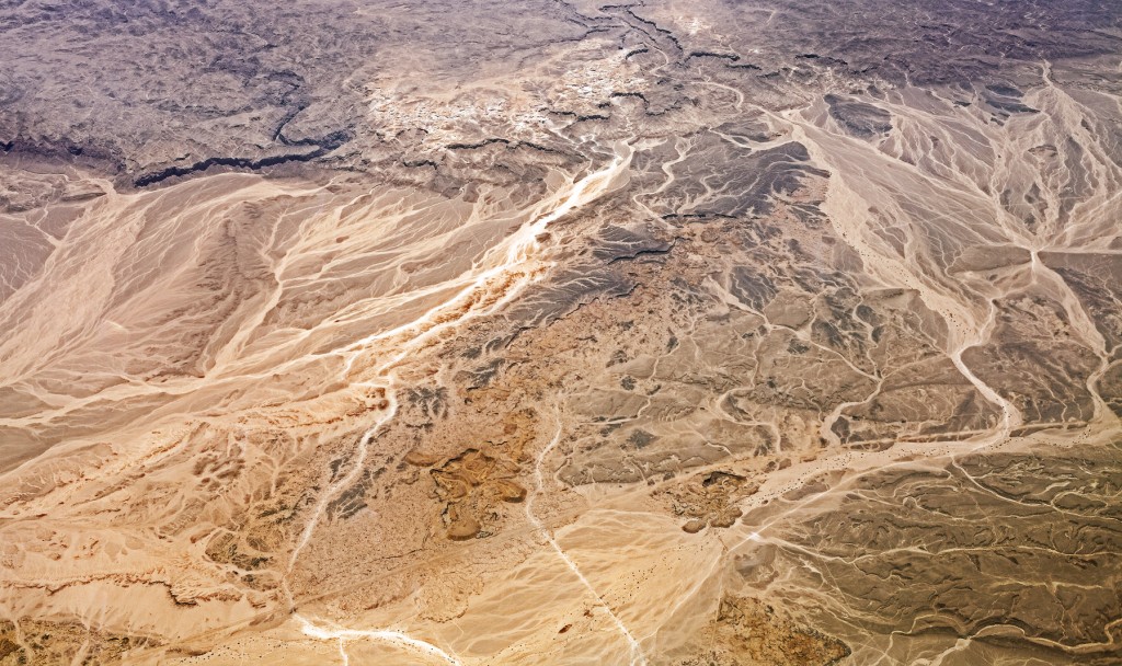Aerial view of desert, nature background or texture
