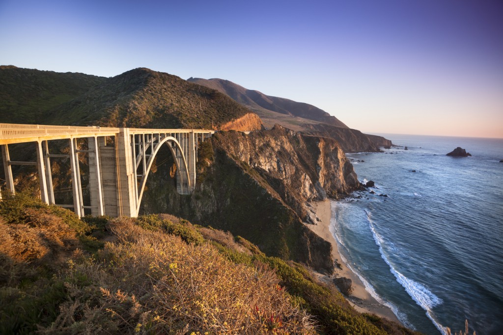 Bixby Bridge on highway 1 near the rocky Big Sur coastline of the Pacific Ocean California, USA
