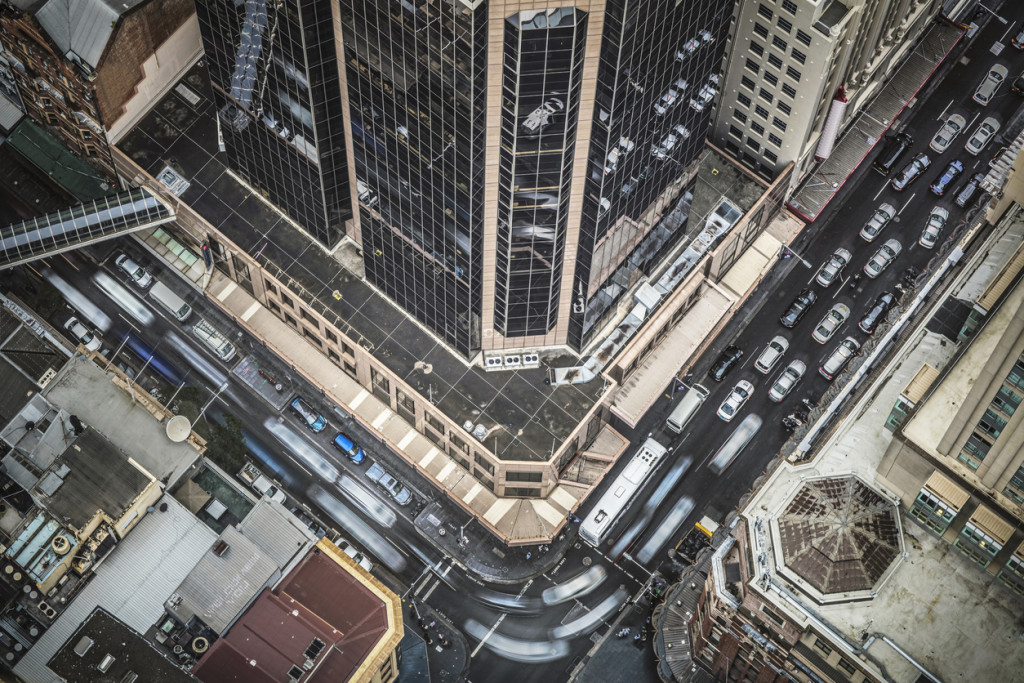 High view of traffic at downtown Sydney, Australia