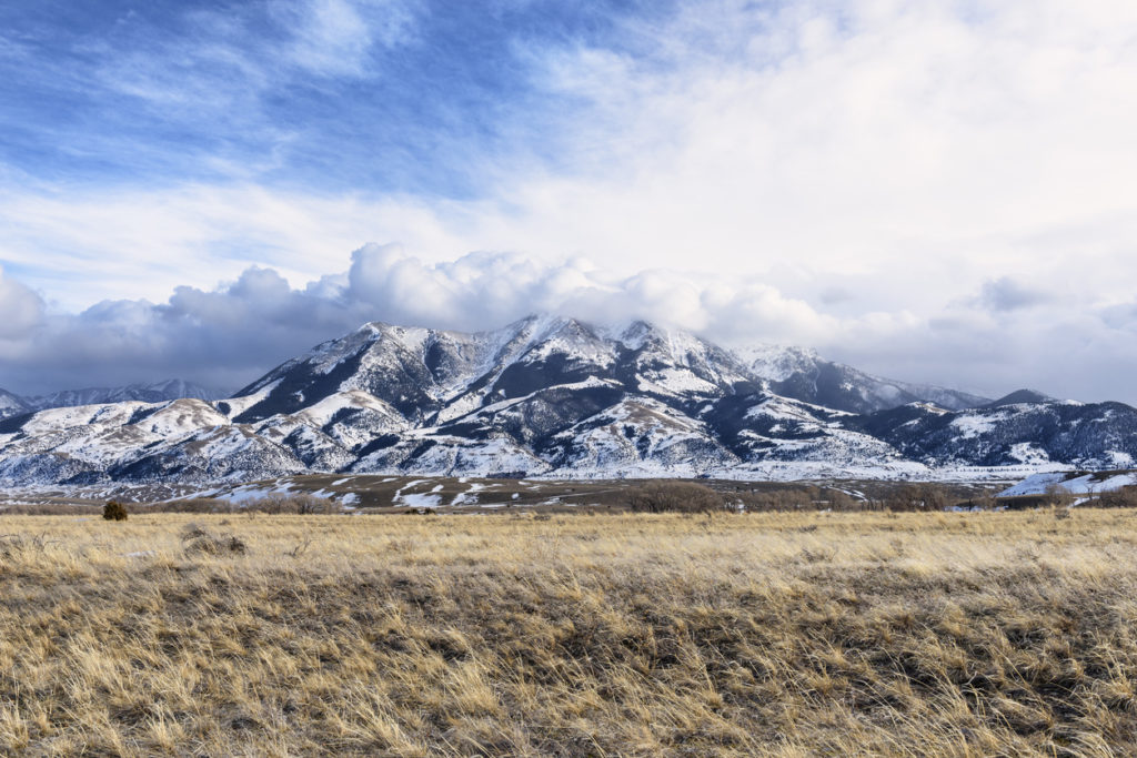 Dramatic Clouds Over Montana Mountains in Winter