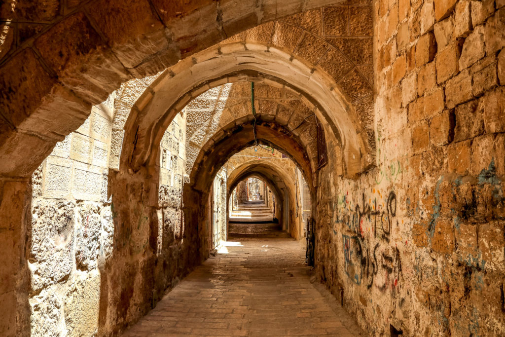 Ancient stone hallway in Jerusalem