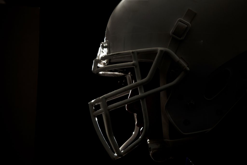 Football helmet up close