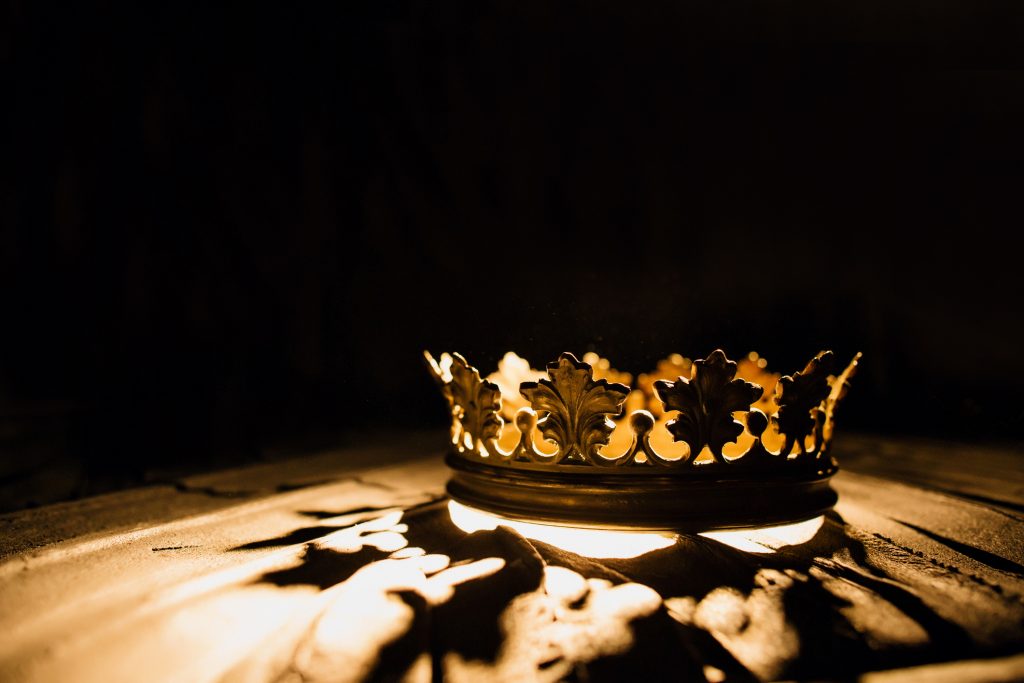 royal crown with light shining through