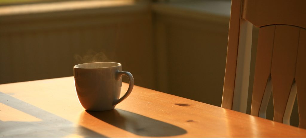Steaming Morning Coffee on Table