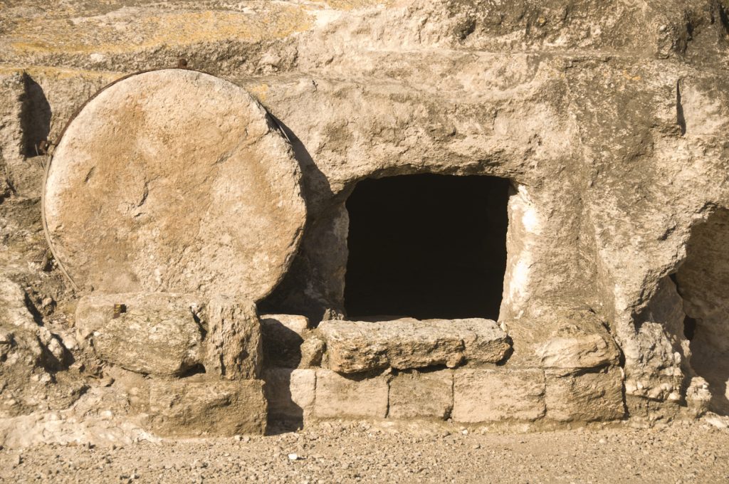 This is an Xlarge sized file of a first century ancient tomb with the stone rolled aside in Israel. This is similar to the type Jesus would have been buried in . hope